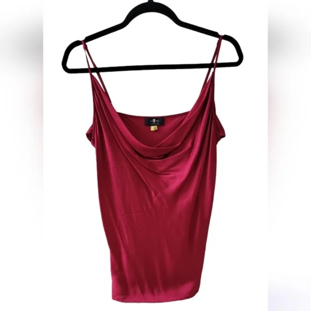 ♥️ 7 For All Mankind Red Silk Cowl-Neck Cami Tank – Size S